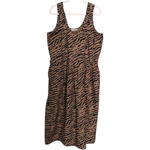 Everlane Brown and Black Zebra Print Midi Dress